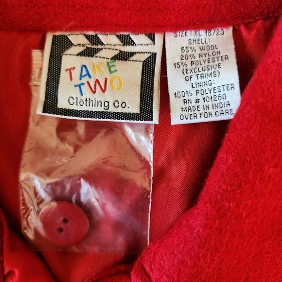 NWT Take Two Vintage Red Snowman Wool Blend Shirt Jacket Shacket Women's XL New - Picture 7 of 8